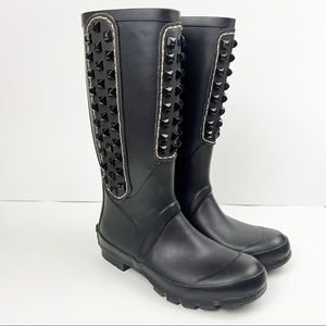 BcbgMaxazria Studded Black Rain Boots Size 6‎
